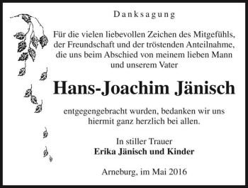 Traueranzeige von Hans-Joachim Jänisch  von Magdeburger Volksstimme