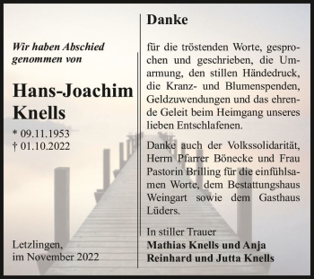 Traueranzeige von Hans-Joachim Knells  von Magdeburger Volksstimme