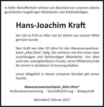 Traueranzeige von Hans-Joachim Kraft  von Magdeburger Volksstimme