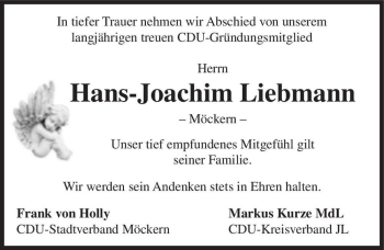 Traueranzeige von Hans-Joachim Liebmann  von Magdeburger Volksstimme