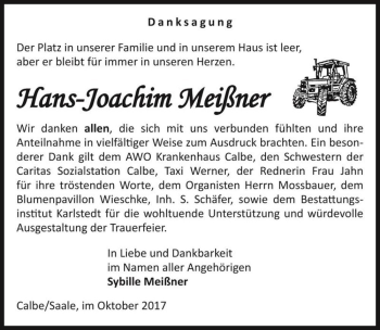 Traueranzeige von Hans-Joachim Meißner  von Magdeburger Volksstimme