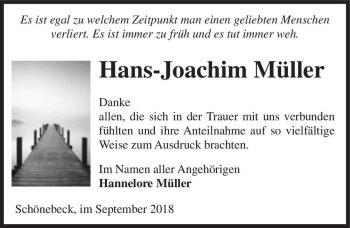 Traueranzeige von Hans-Joachim Müller  von Magdeburger Volksstimme