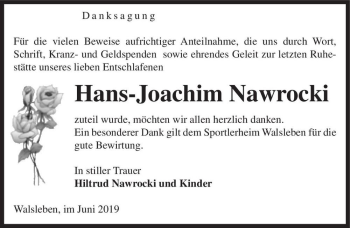 Traueranzeige von Hans-Joachim Nawrocki  von Magdeburger Volksstimme