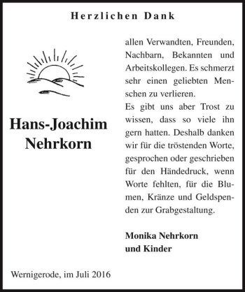 Traueranzeige von Hans-Joachim Nehrkorn  von Magdeburger Volksstimme