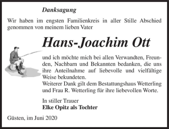 Traueranzeige von Hans-Joachim Ott  von Magdeburger Volksstimme
