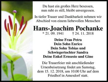Traueranzeige von Hans-Joachim Pochanke  von Magdeburger Volksstimme