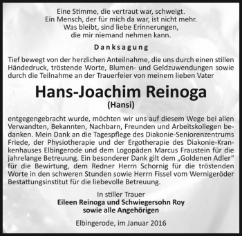 Traueranzeige von Hans-Joachim Reinoga (Hansi)  von Magdeburger Volksstimme