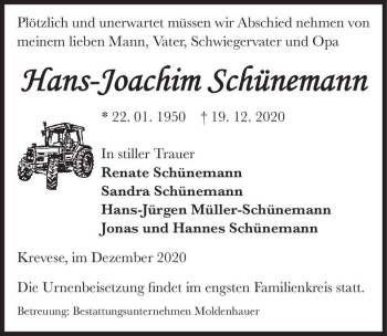 Traueranzeige von Hans-Joachim Schünemann  von Magdeburger Volksstimme