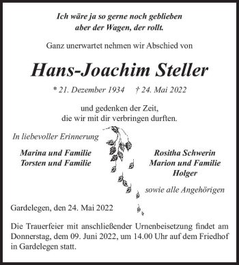 Traueranzeige von Hans-Joachim Steller  von Magdeburger Volksstimme