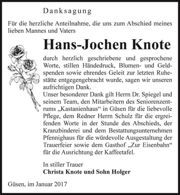 Traueranzeige von Hans-Jochen Knote  von Magdeburger Volksstimme