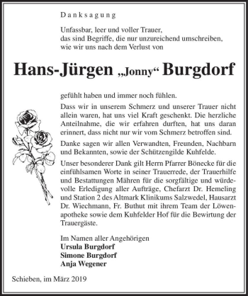 Traueranzeige von Hans-Jürgen ,,Jonny