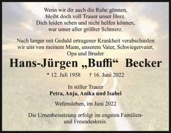 Traueranzeige von Hans-Jürgen 
