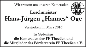 Traueranzeige von Hans-Jürgen 