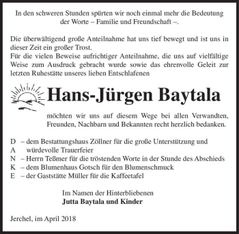 Traueranzeige von Hans-Jürgen Baytala  von Magdeburger Volksstimme