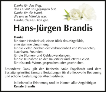 Traueranzeige von Hans-Jürgen Brandis  von Magdeburger Volksstimme