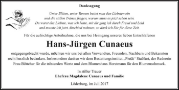 Traueranzeige von Hans-Jürgen Cunaeus  von Magdeburger Volksstimme