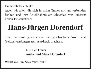 Traueranzeige von Hans-Jürgen Dorendorf  von Magdeburger Volksstimme