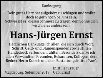 Traueranzeige von Hans-Jürgen Ernst  von Magdeburger Volksstimme