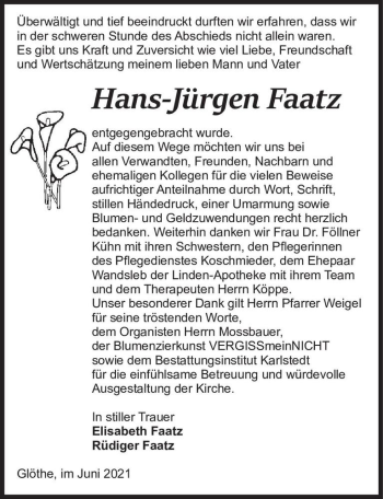 Traueranzeige von Hans-Jürgen Faatz  von Magdeburger Volksstimme