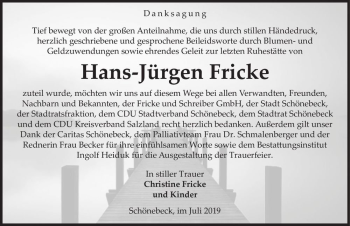Traueranzeige von Hans-Jürgen Fricke  von Magdeburger Volksstimme