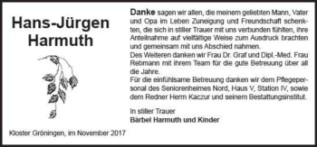Traueranzeige von Hans-Jürgen Harmuth  von Magdeburger Volksstimme