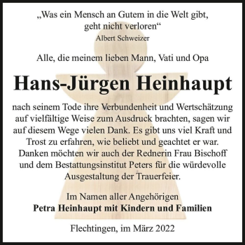 Traueranzeige von Hans-Jürgen Heinhaupt  von Magdeburger Volksstimme