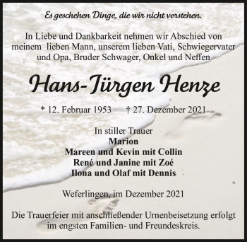 Traueranzeige von Hans-Jürgen Henze  von Magdeburger Volksstimme