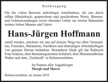 Traueranzeige von Hans-Jürgen Hoffmann  von Magdeburger Volksstimme