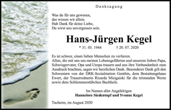 Traueranzeige von Hans-Jürgen Kegel  von Magdeburger Volksstimme