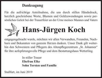 Traueranzeige von Hans-Jürgen Koch  von Magdeburger Volksstimme