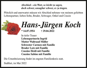 Traueranzeige von Hans-Jürgen Koch  von Magdeburger Volksstimme