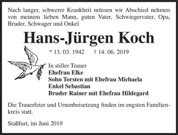 Traueranzeige von Hans-Jürgen Koch  von Magdeburger Volksstimme