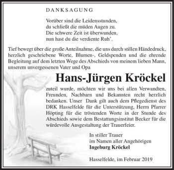 Traueranzeige von Hans-Jürgen Kröckel  von Magdeburger Volksstimme