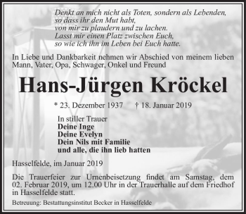 Traueranzeige von Hans-Jürgen Kröckel  von Magdeburger Volksstimme