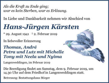 Traueranzeige von Hans-Jürgen Kärsten  von Magdeburger Volksstimme