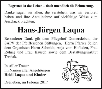 Traueranzeige von Hans-Jürgen Laqua  von Magdeburger Volksstimme