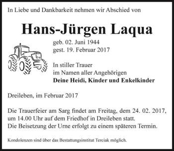 Traueranzeige von Hans-Jürgen Laqua  von Magdeburger Volksstimme