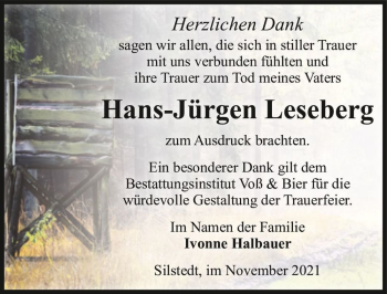 Traueranzeige von Hans-Jürgen Leseberg  von Magdeburger Volksstimme