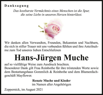 Traueranzeige von Hans-Jürgen Muche  von Magdeburger Volksstimme