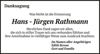 Traueranzeige von Hans-Jürgen Rathmann  von Magdeburger Volksstimme