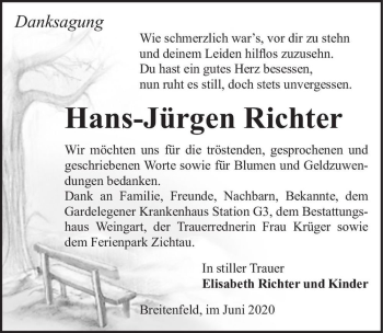 Traueranzeige von Hans-Jürgen Richter  von Magdeburger Volksstimme