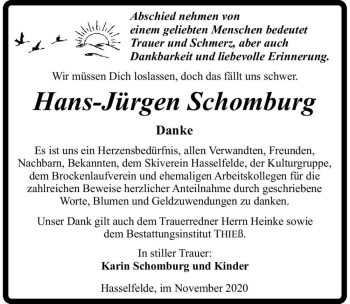 Traueranzeige von Hans-Jürgen Schomburg  von Magdeburger Volksstimme
