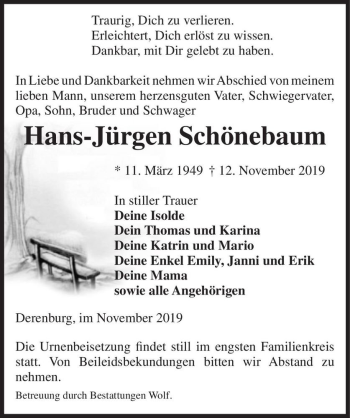 Traueranzeige von Hans-Jürgen Schönebaum  von Magdeburger Volksstimme