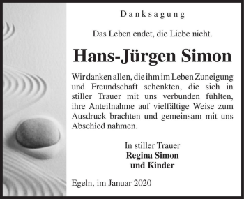 Traueranzeige von Hans-Jürgen Simon  von Magdeburger Volksstimme