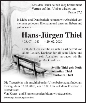 Traueranzeige von Hans-Jürgen Thiel  von Magdeburger Volksstimme