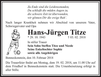 Traueranzeige von Hans-Jürgen Titze  von Magdeburger Volksstimme