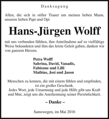 Traueranzeige von Hans-Jürgen Wolff  von Magdeburger Volksstimme