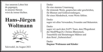 Traueranzeige von Hans-Jürgen Woltmann  von Magdeburger Volksstimme