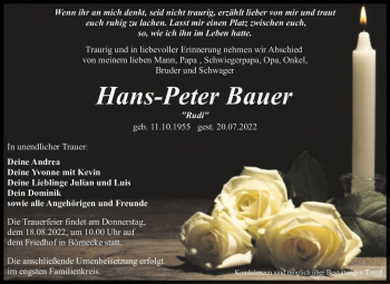 Traueranzeige von Hans-Peter 