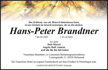 Traueranzeige von Hans-Peter Brandtner  von Magdeburger Volksstimme
